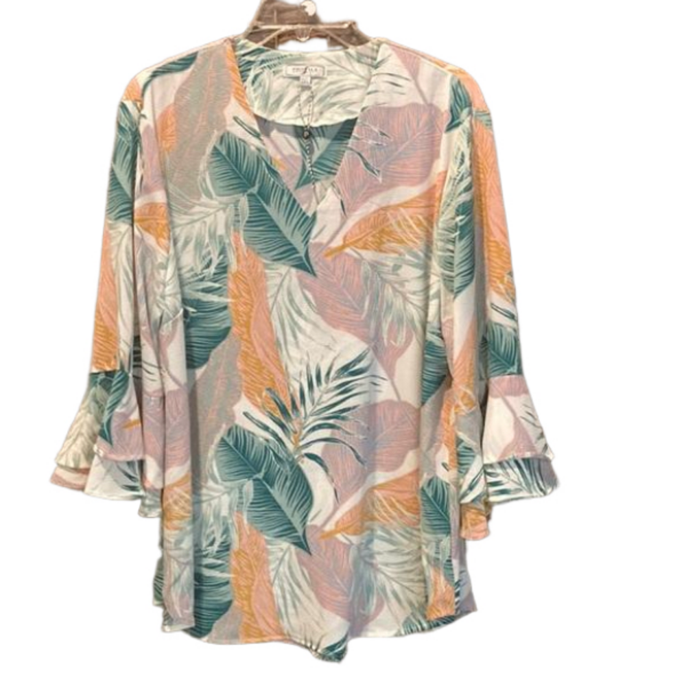 NWOT Profile Apparel Tropical Print Blouse Size 2XL